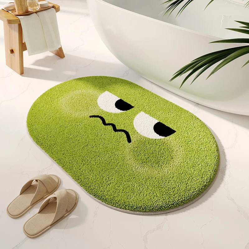 Cartoon funny floor mat imitation velvet carpet bathroom absorbent mat winter thickened quick-drying bathroom door mat