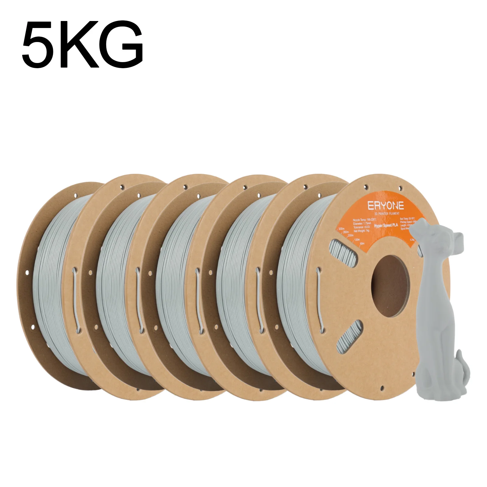 ERYONE Uitverkoop 5KG High Speed PLA Filament Grijze Serie 1.75mm +/-0.03mm, 3D-printfilament, 1kg (2.2LBS) / Spoel - afbeelding 1
