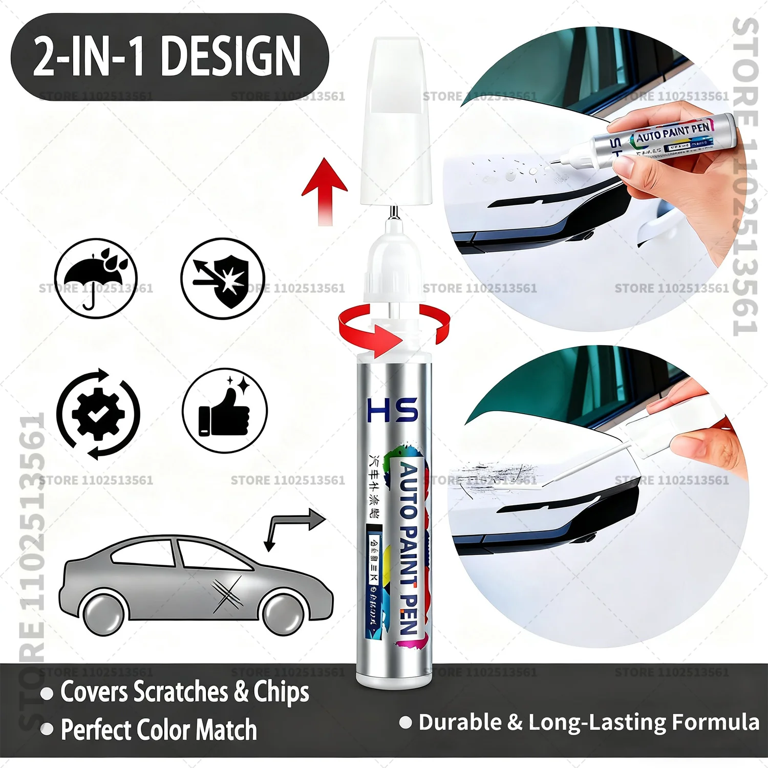 قلم إصلاح طلاء السيارات لـ BYD Song PLUS DM Touch Up مزيل الخدش لتقوم بها بنفسك ملحقات السيارات أبيض WAZ أحمر BYC أسود BBB أزرق STD