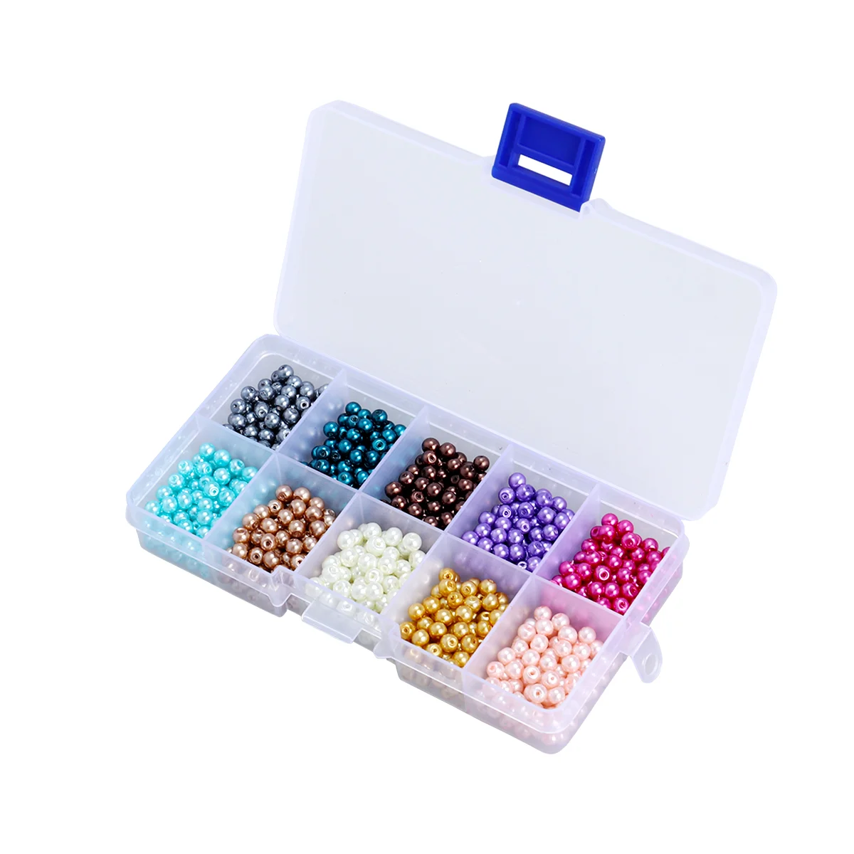 1000 PCS Round Glass Beads Dyed Beading Kits Pearl Boxed for Necklace Making Loose