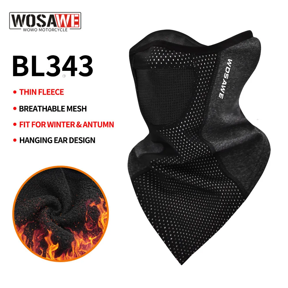 

WOSAWE Motorcycle mask Winter Thermal Balaclava Motocross Half Mask coldprood Neck Ear Warmer Outdoor Skiing MOTO Mask