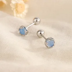 Punk Colorful Moonstone Stud Earrings for Girls Cute Hip Hop Screw Female Korean Fashion Round Earring Bestie Piercing Jewelry