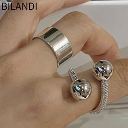 Bilandi Modern Jewelry 2023 Trend New Popular Style Metallic Two Ball Rings For Women Female Gift Cool Finger Accessories