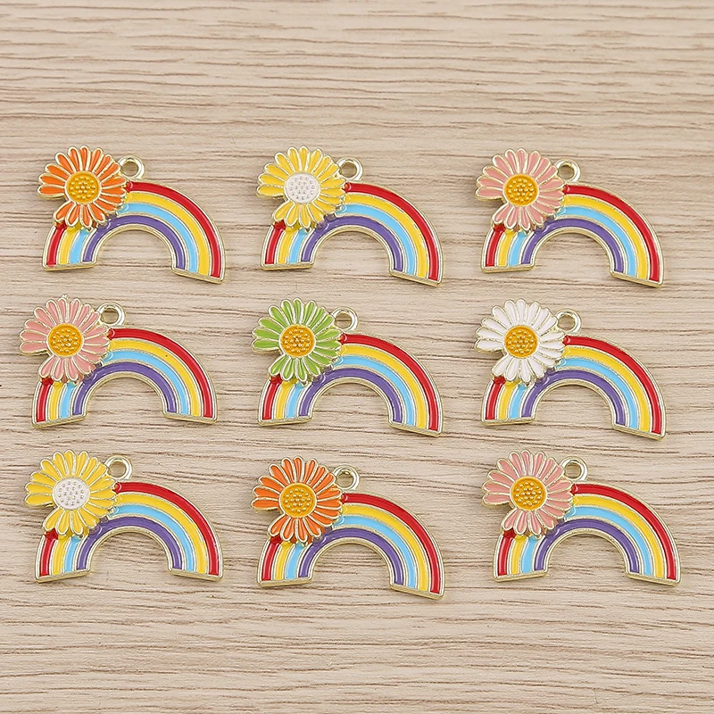 10 Stück niedliche, bunte Regenbogen-Anhänger aus Harz zum Basteln von Ohrringen, Halsketten, DIY-Schlüsselanhängern und Schmuckzubehör – Detail 5