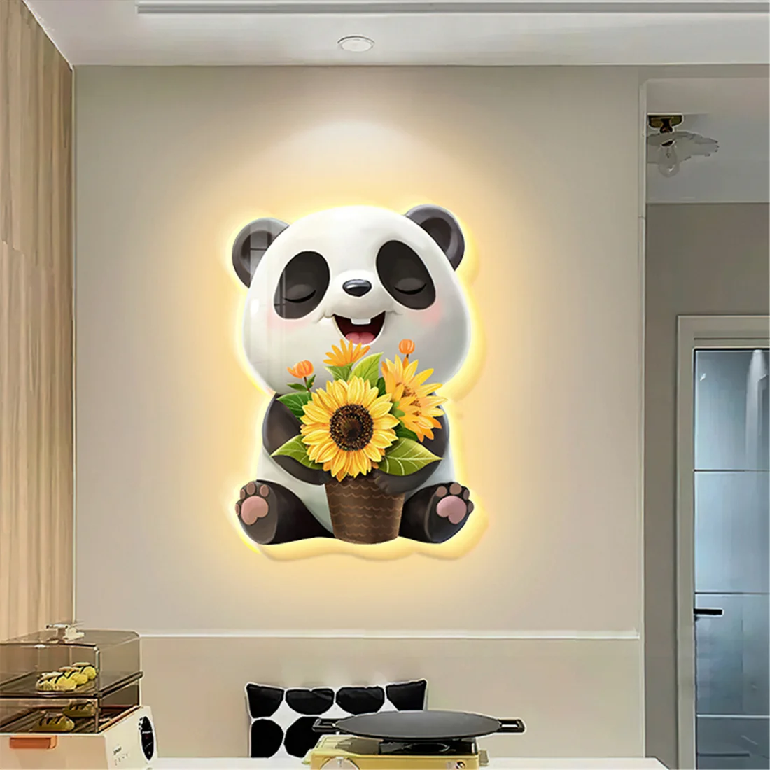 Cartoon Panda Rabbit Decorative Murals Led Wall Lamp Remote Control Living Room Corridor Study Sconce Kids Hallway Night Lights