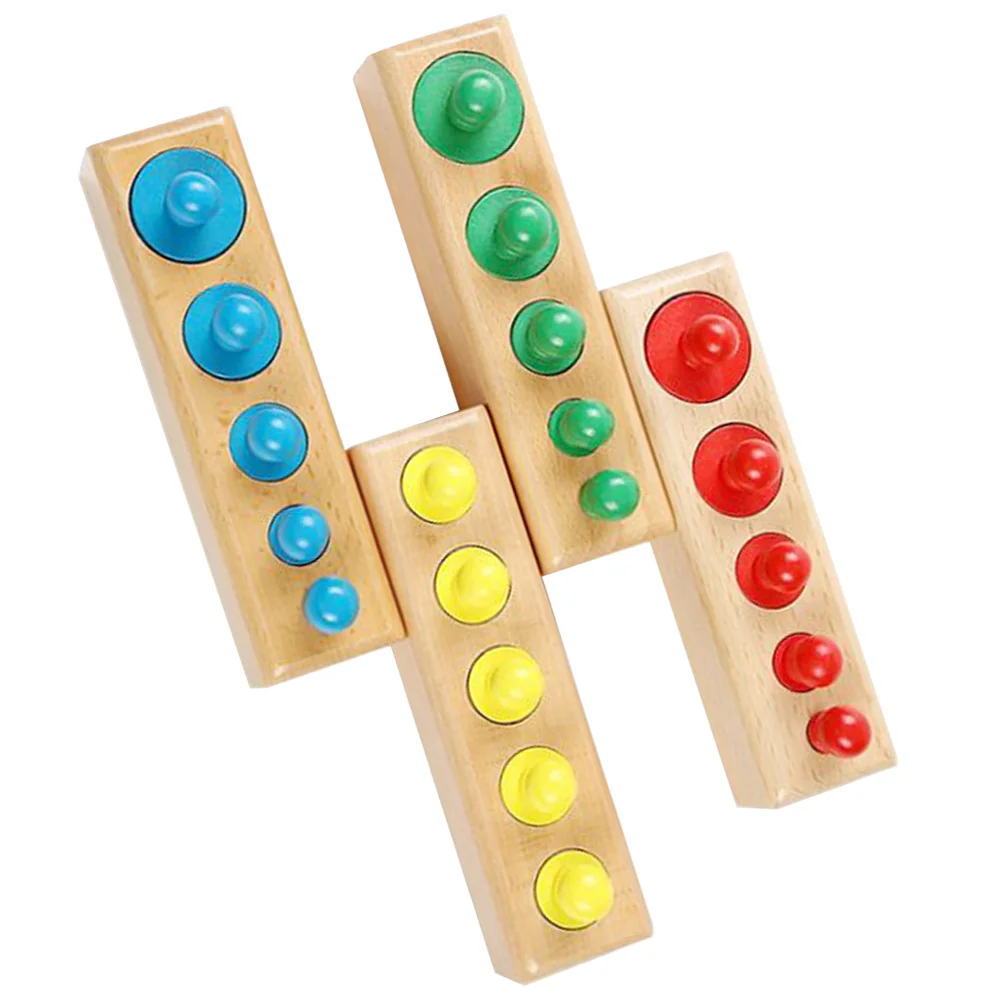 

1Set Knobbed Cylinder Socket Montessori Color Cognition Wooden Educational Blocks for Kids Creative Thinking Learning Parent