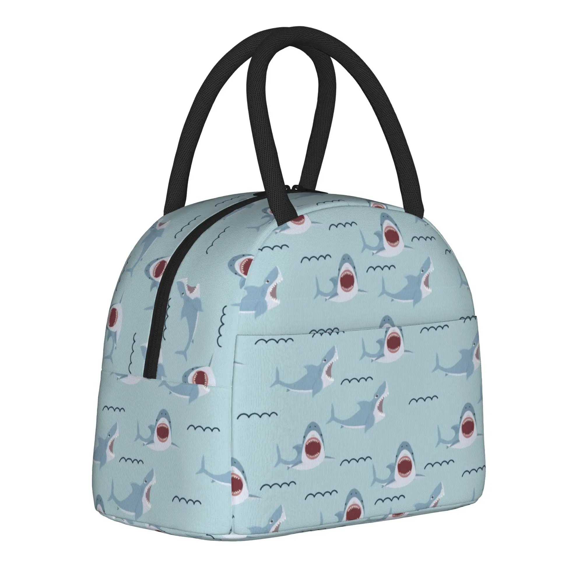 Cute Shark with Mouth Open Insulated Lunch Bag Portable  Meal Container Cooler Bag Tote Lunch Box Work  Picnic Food Handbags