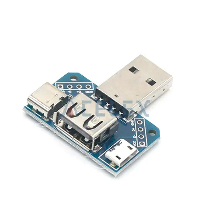 Коммутатор с USB-разъемом (штекер) для USB Type-c Micro Female USB 2,54-4P, тестовая плата для передачи данных, переходная пластина USB XY-USB4