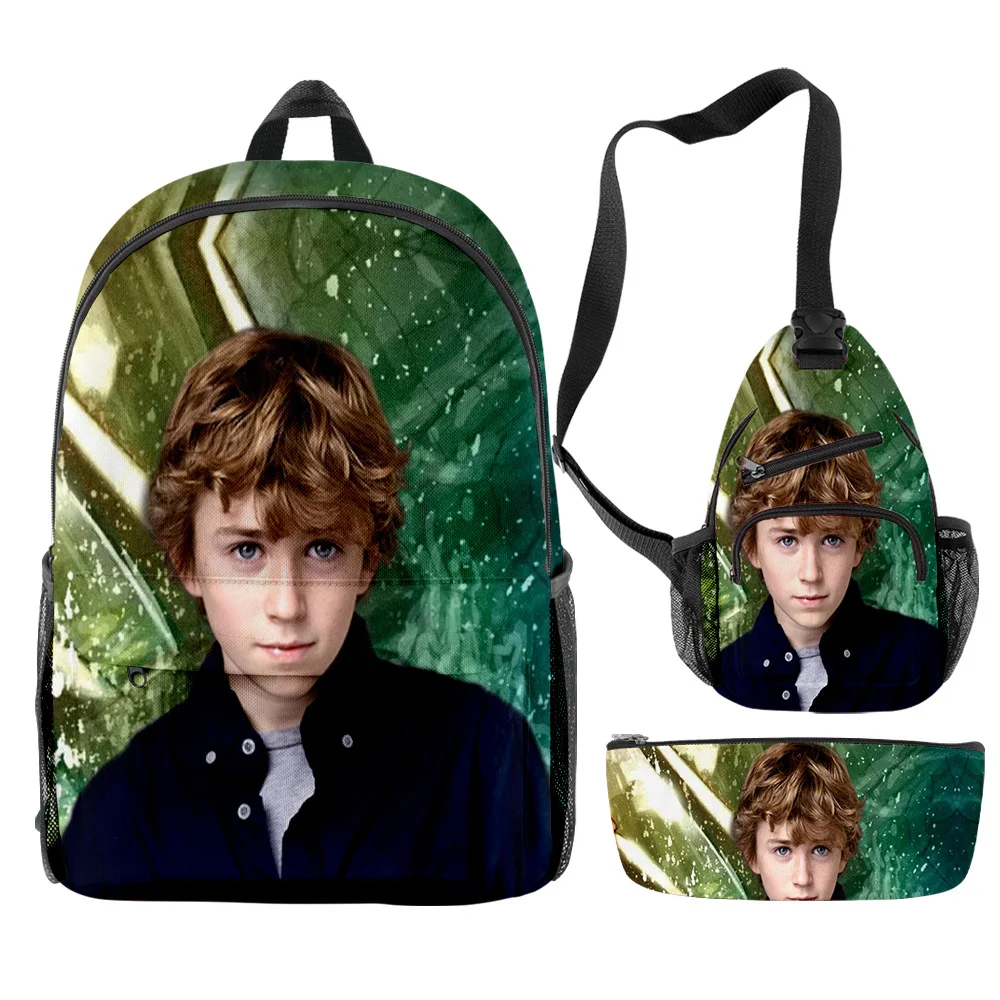 Hip Hop Youthful Walker Scobell Young Actor 3pcs/Set Backpack 3D Print Bookbag Laptop Daypack Backpacks Chest Bags Pencil Case