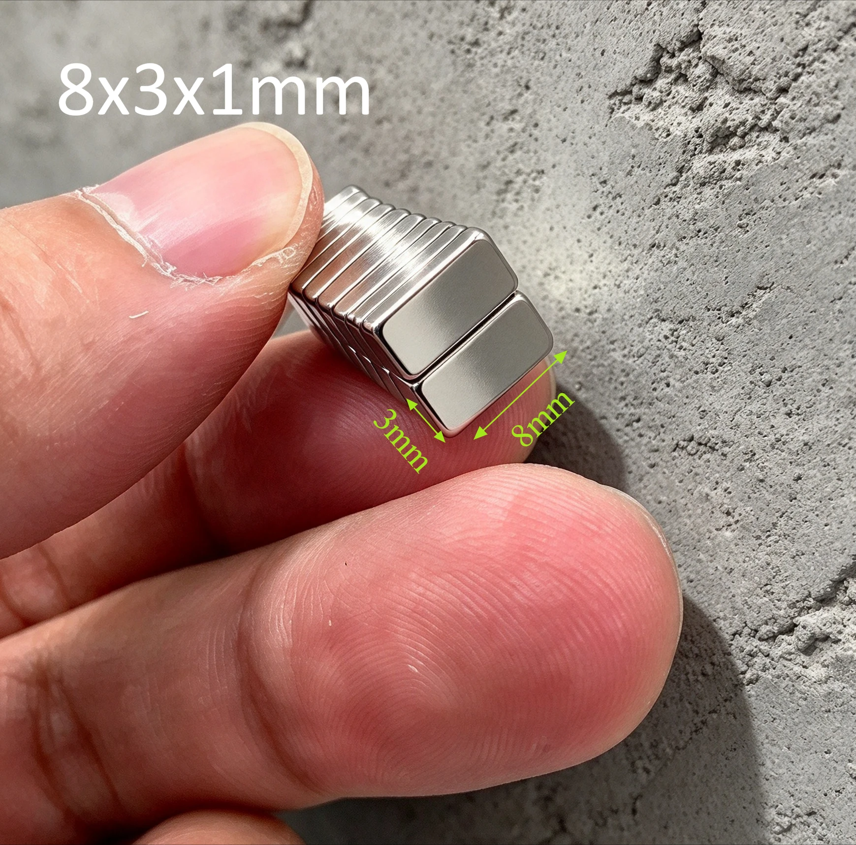 8x3x1mm Small Square Magnets Strong Neodymium Rectangular Block for Home Fridge Office Documents DIY Crafts 8*3*1
