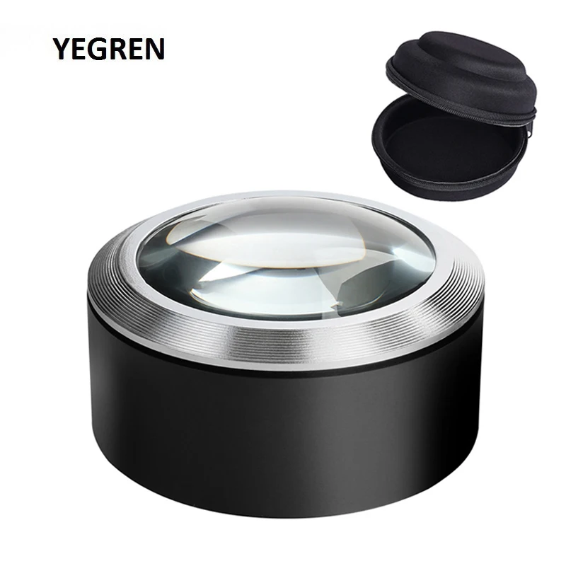 5X Verlichting Presse-papier Vergrootglas 3 LED Dome Desktop Vergrootglas 68 mm Optische Glazen Lens Leesvergrootglas