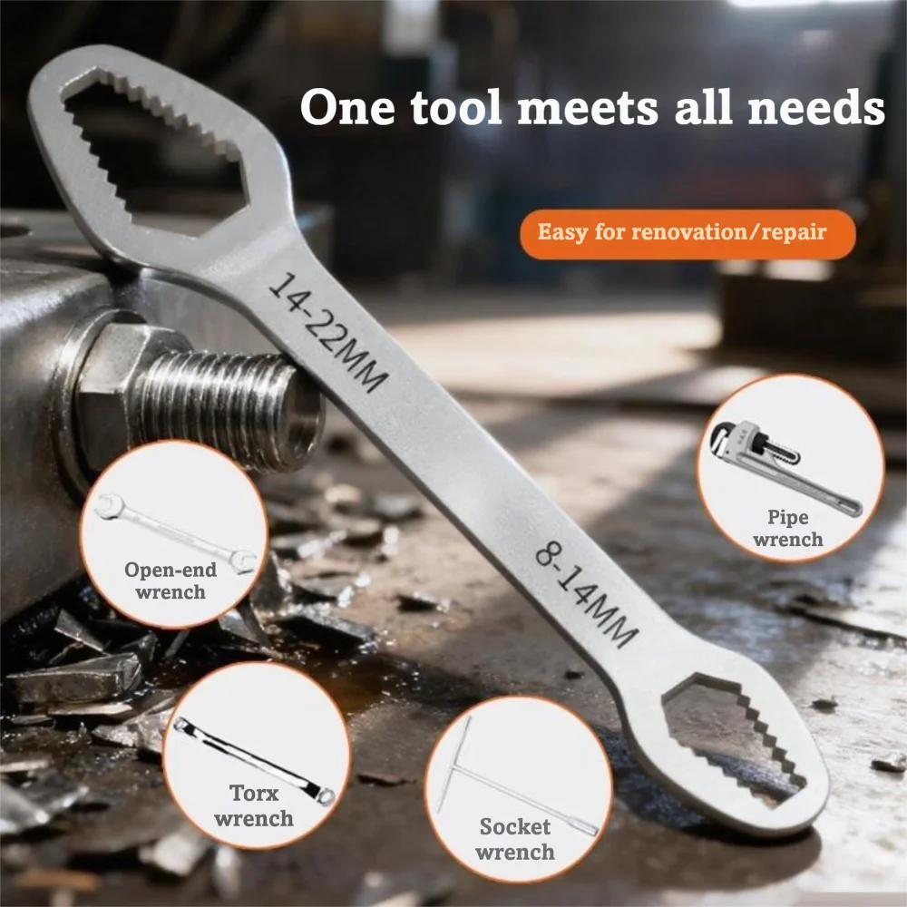 Self Tightening Adjustable Spanner 3-17mm Range Universal Fit Double Head Torx Wrench Double Head Structure