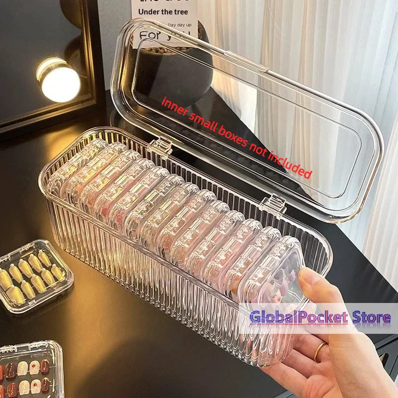 [TG823]Transparent Lipstick Nail Storage Box With Dustproof Lid Large Capacity For Makeup Small Item Storage Box