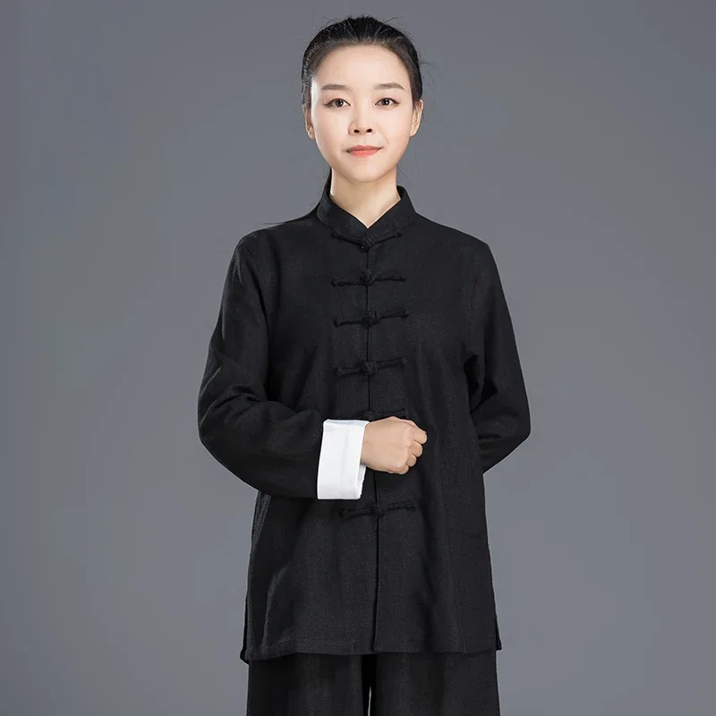 Thicken Kung Fu Tai Chi Clothing  Martial Arts Clothes Taijiquan Wushu Uniform Wing Chun Taijiquan Black Multicolor Bamboo Linen