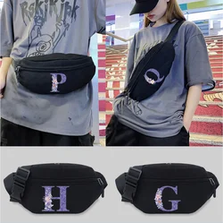 Fanny Packs Fashion Women's Waist Bag Packs Female Phone Purses Ladies Chest Messenger Bags Purple Flower Letter Series Pattern