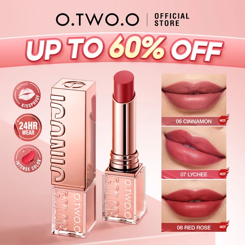 O.TWO.O lápiz labial tinte labial resistente al agua brillo nutritivo ligero suave no pegajoso refrescante rojo maquillaje de lápiz labial de alto brillo