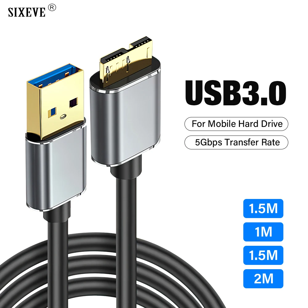 Hard Drive External USB 3.0 Micro B Cable HDD Data MicroB Cable SSD Sata Wire for Samsung Hard Disk PC USB3.0 5Gbps 3A Charger