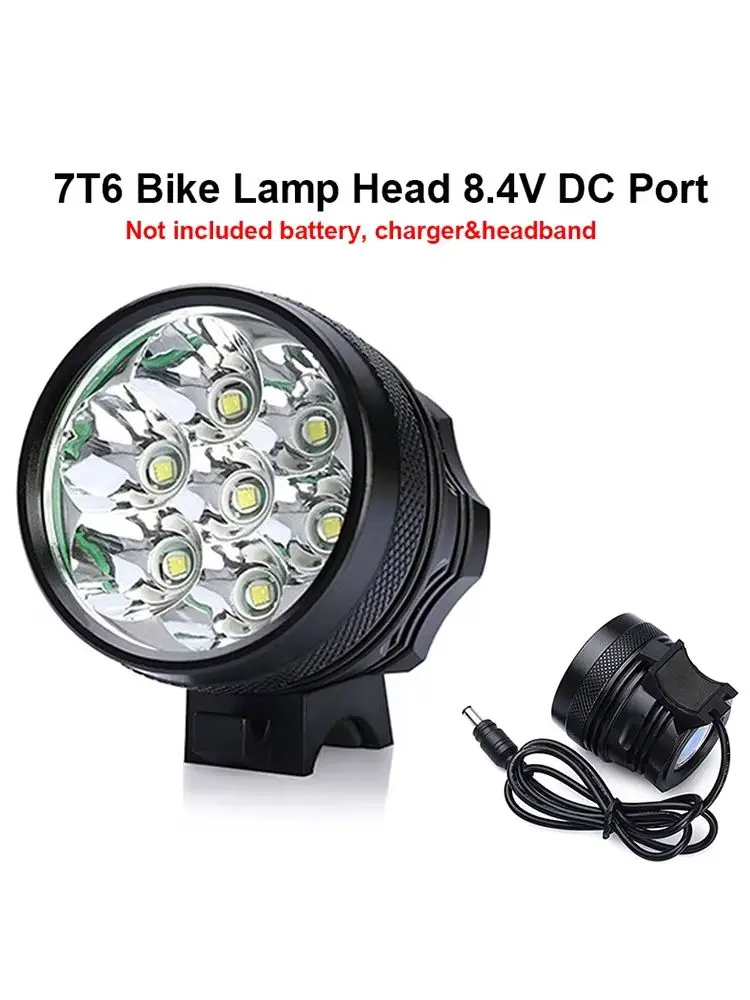 AliExpress NONE 7T6 Led Bicycle Light Lamp Head DC Port MTB Bike Headlights Cycling Riding Front Floodlight Not Included Battery,Charger&Headban