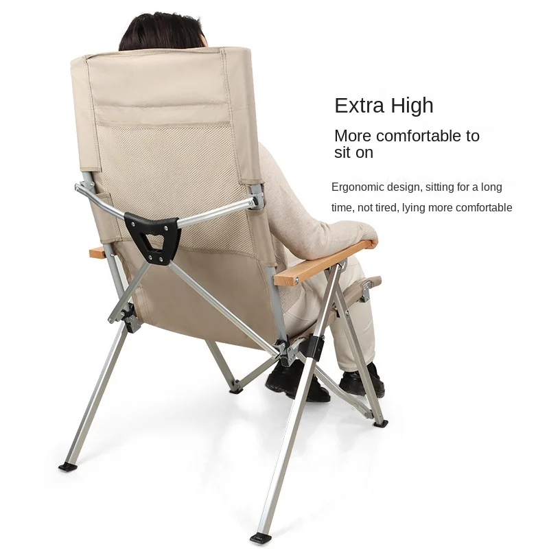 Outdoor Recliner Patio Open-air Lift Seat Camping Lunch Break Folding Beach Chair Portable Recreational Camping Summer Recliner