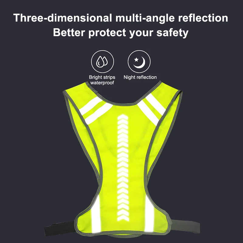 Motorcycle Reflective Safety Jacket Night Visible Vest for Running Cycling Working Security