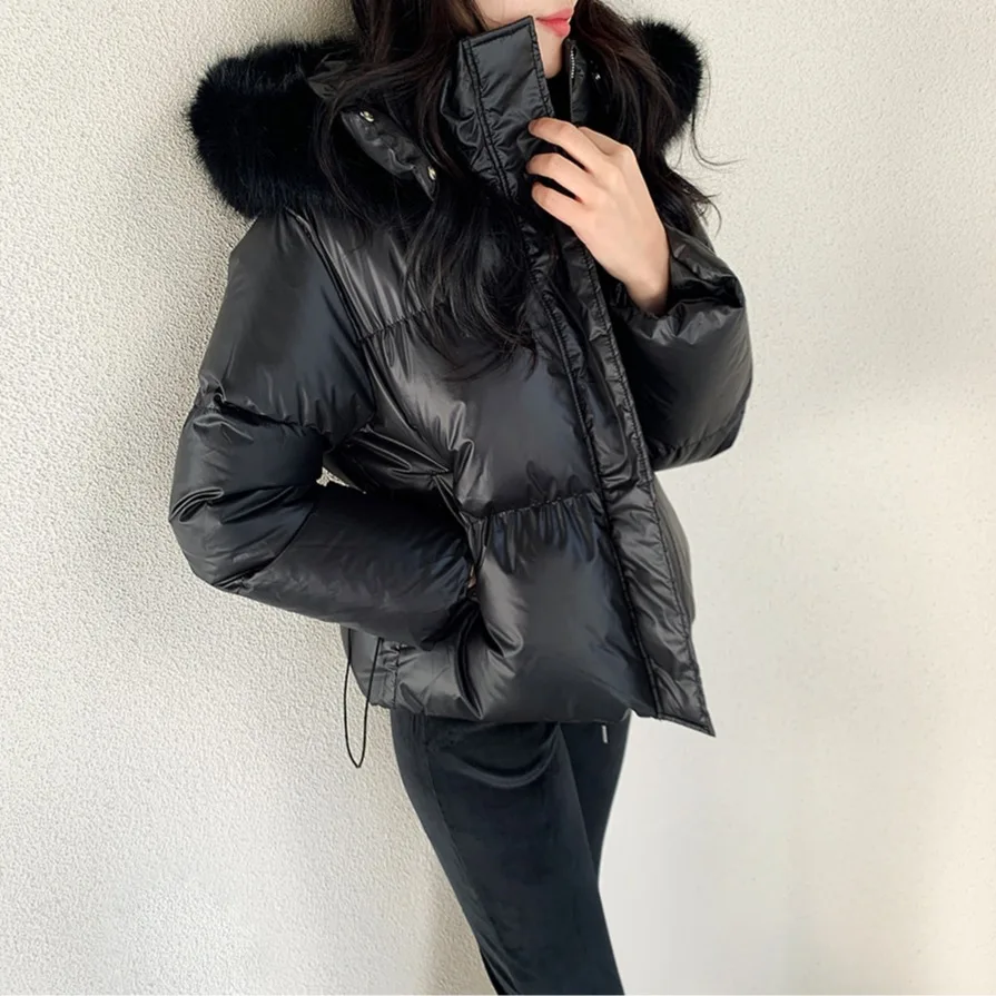 

Женское хлопковое пальто с капюшоном Thiened, осень-зима, корейское шикарное пальто небольшого размера с меховым воротником, студенческое пальто, топ