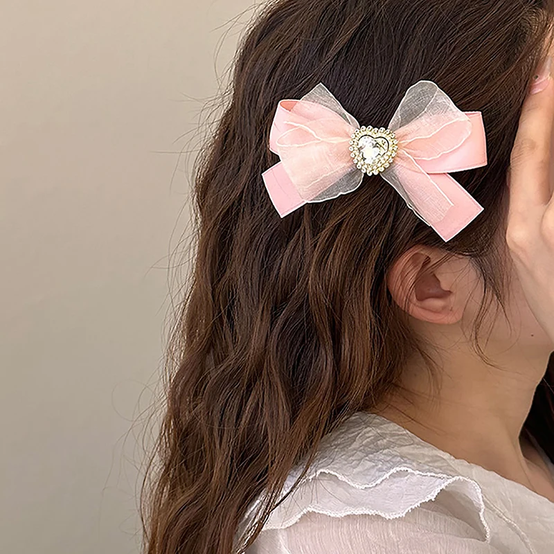 1pcs Fashion Satin Bow Hair Clips For Girls Kawii Elegant Barrettes Cute Hair Accessoires Ribbon Woman Hairpins Hairgrip