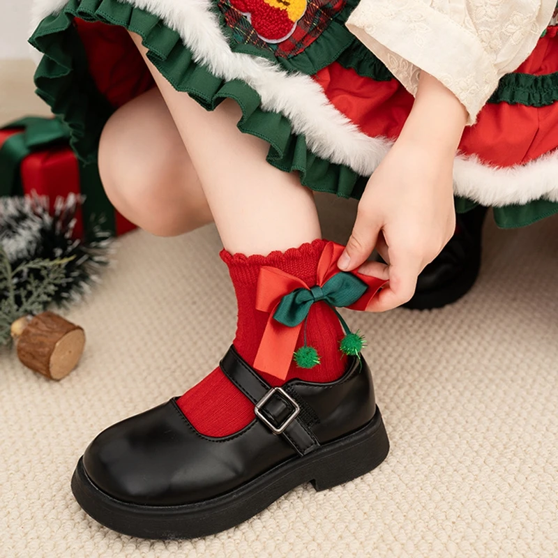 جوارب عيد الميلاد للفتيات الصغيرات، جوارب لطيفة ثلاثية الأبعاد على شكل شجرة قرن الوعل، جوارب قطنية ناعمة قابلة للتنفس