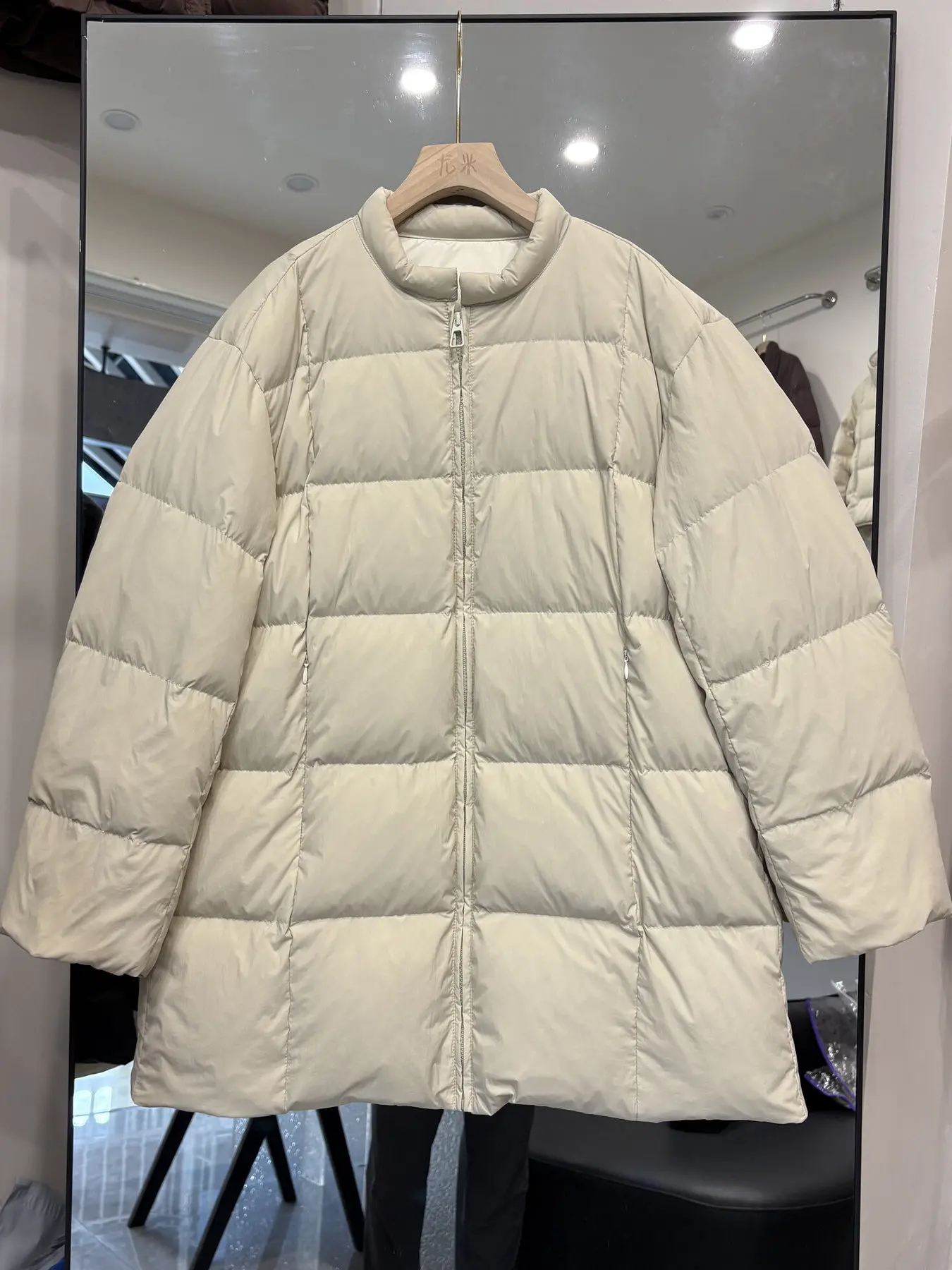 

Autumn Winter Thiened Warm Faionable Korean Loose Nel Women's down Jaet Medium Length Bread Sle Outerwear