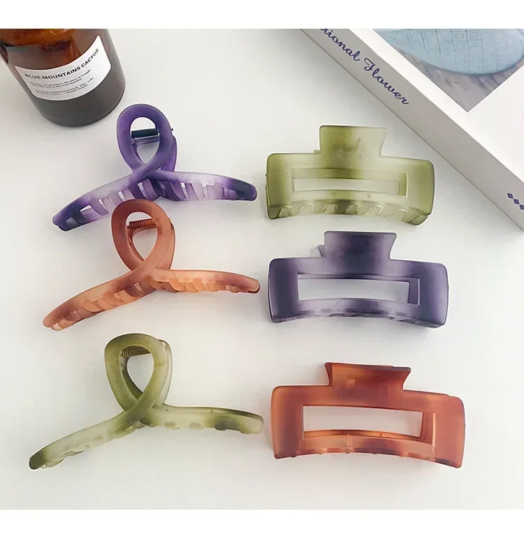 New Retro Hollowed Out Acetate Grab Clip Elegant Korean Crab Ponytail Braid Grab Clip Accessories for Girls Jewelry Gifts