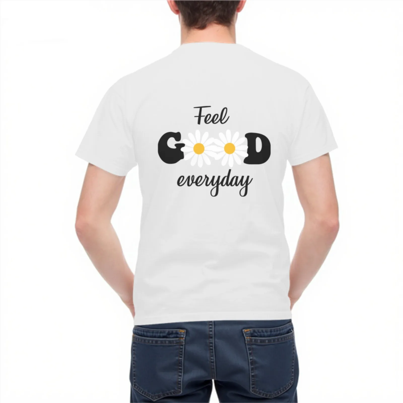 Feel Good Everyday Daisy Graphic Men's Cotton Casual Short Sleeve Crew Neck T-Shirt