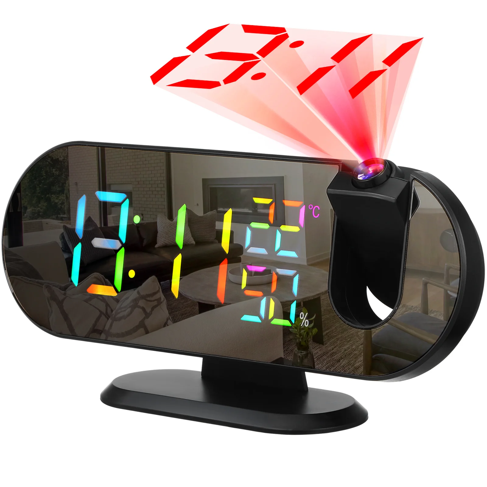 

Smart Alarm Clock Large Led Color Screen Auto Brightness Temperature Monitoring Usb Charging Snooze Function Digital Clock For