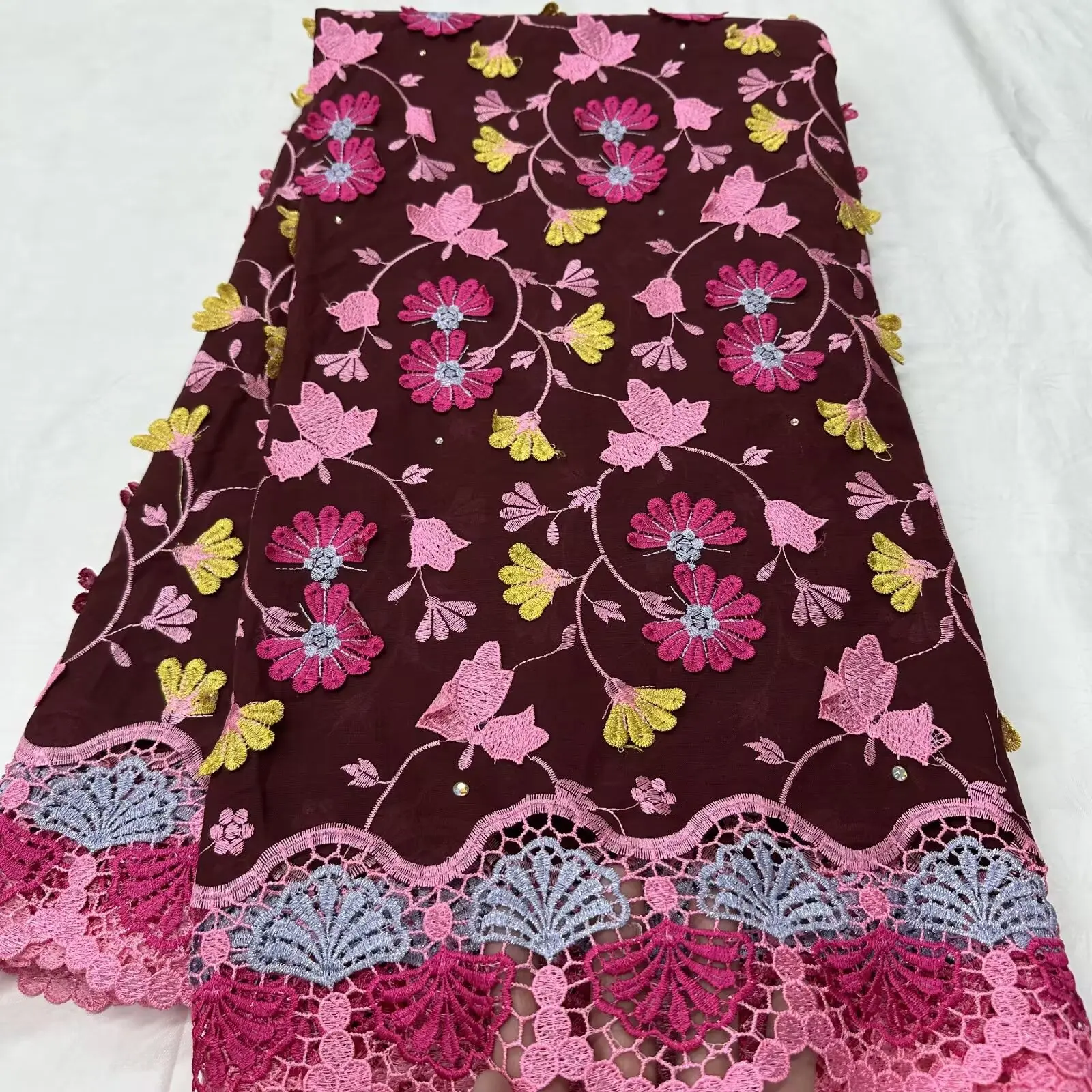 Luxury African Soft Cotton Water Soluble Lace Latest Applique Swiss Voile Laces in Switzerland For Wedding Dress 16A97