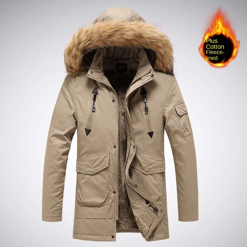 2024 Hooded Casual Plus Fleece Thickened Cotton-padded Coat Coat Quality Fabric Comfortable Skin Breathable Crisp Type Wear