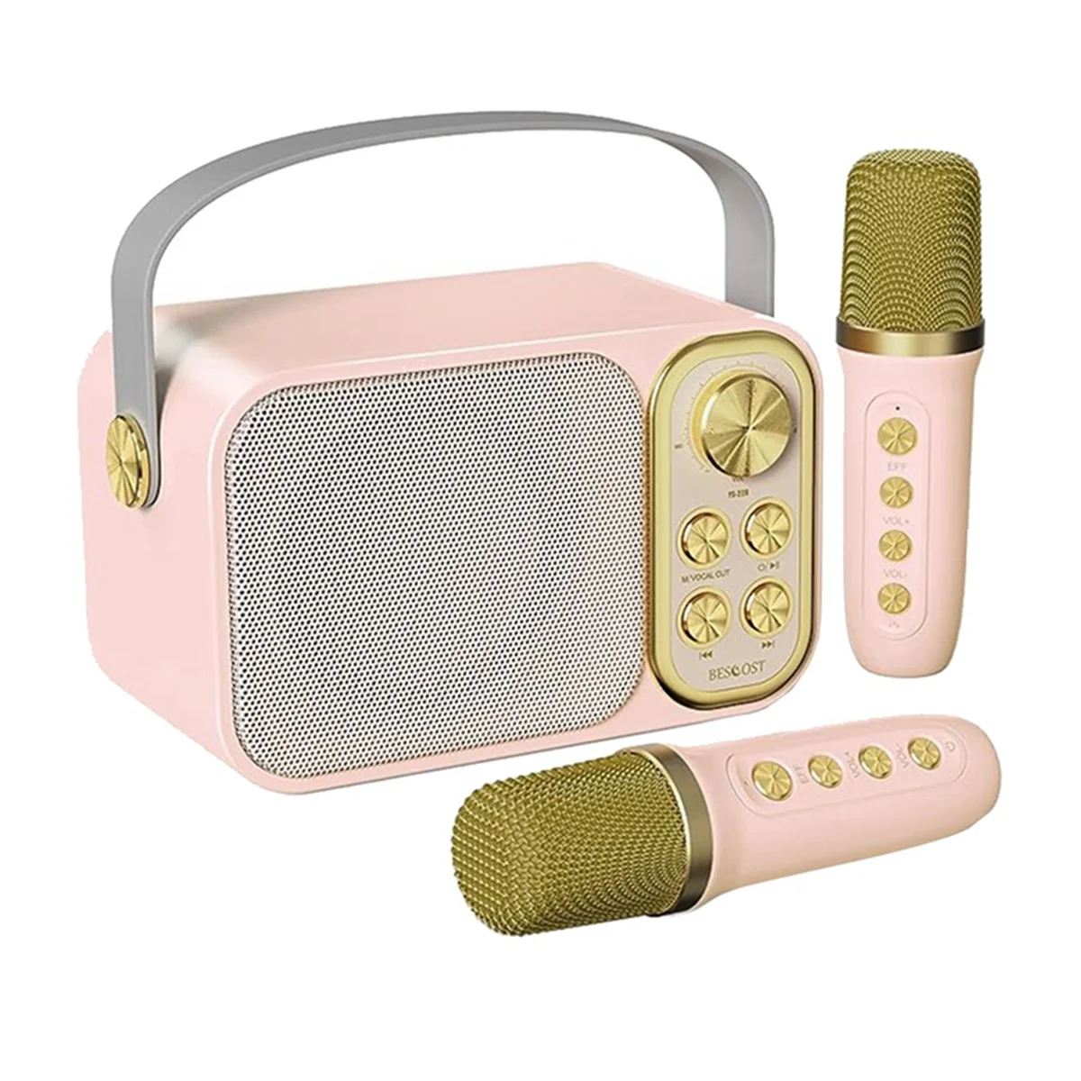 

Mini Karaoke Machine for Kids with 2 Wireless Microphones, Portable Bluetooth Speaker