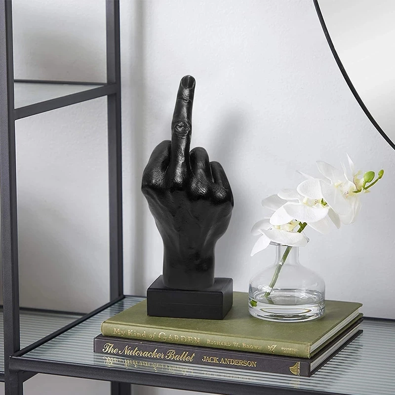 

Personalized Middle Finger Statue Ornament Home Desk Decoration Accessories Desktop Gesture Figurine Sculpture Living Room Decor