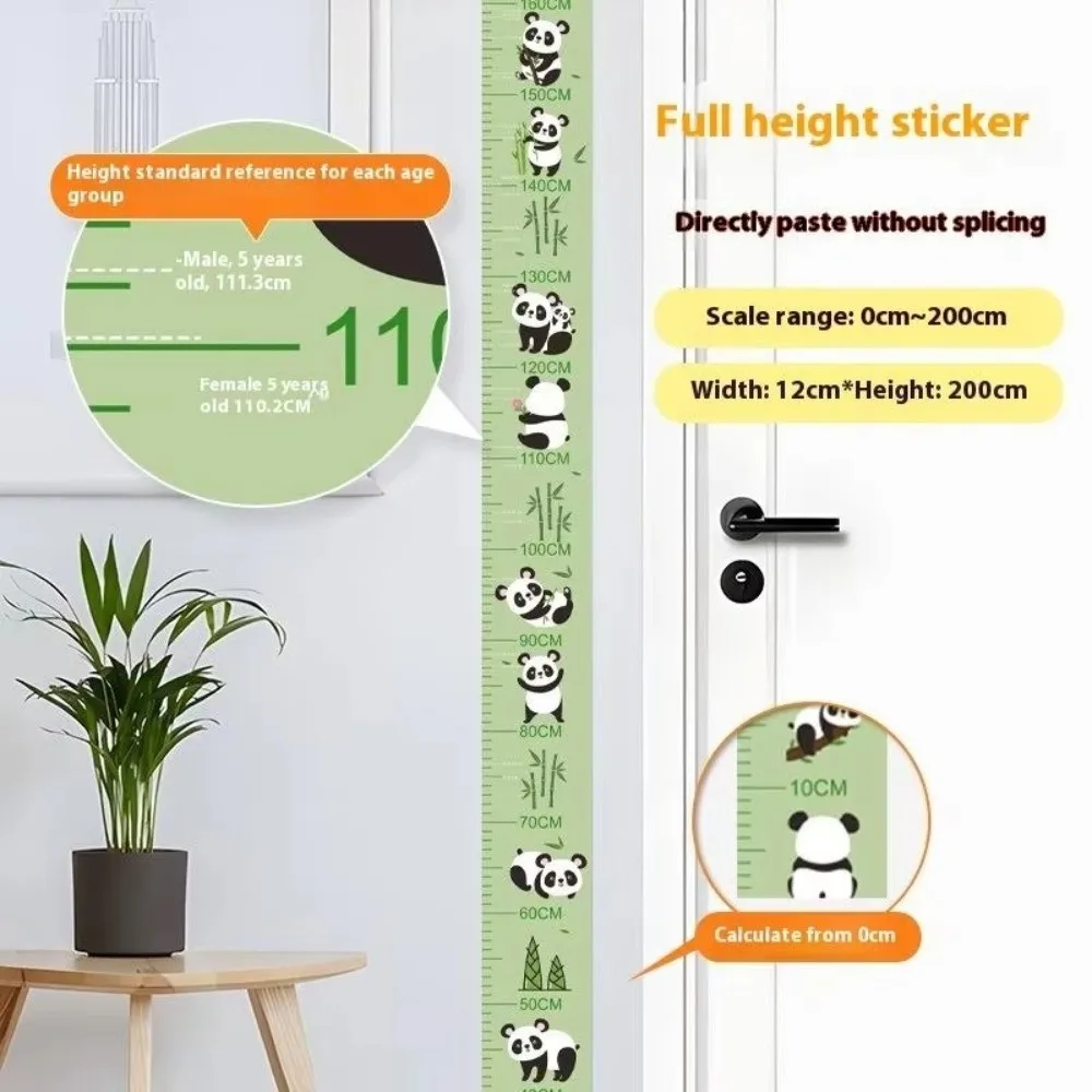 2M Height Height Measurement Sticker Waterproof Removable Height Measuring Tape Catoon Pattern Self-adhesive Child Growth Chart
