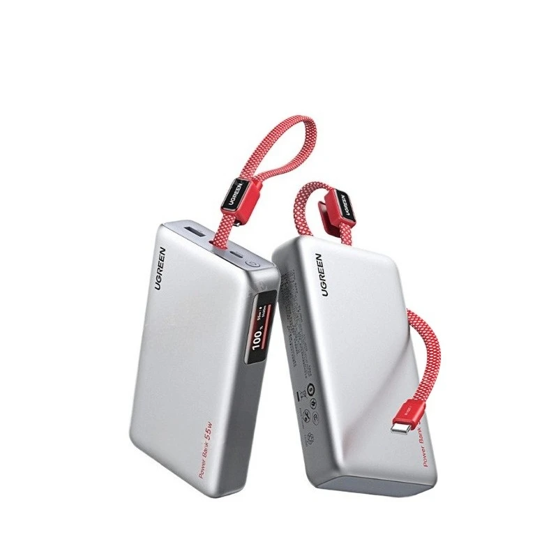 Ugreen PB545 Portable Power Bank 55W Fast Charging 20000Mah Built In Cable New National Standard Airplane Train With Screen PC