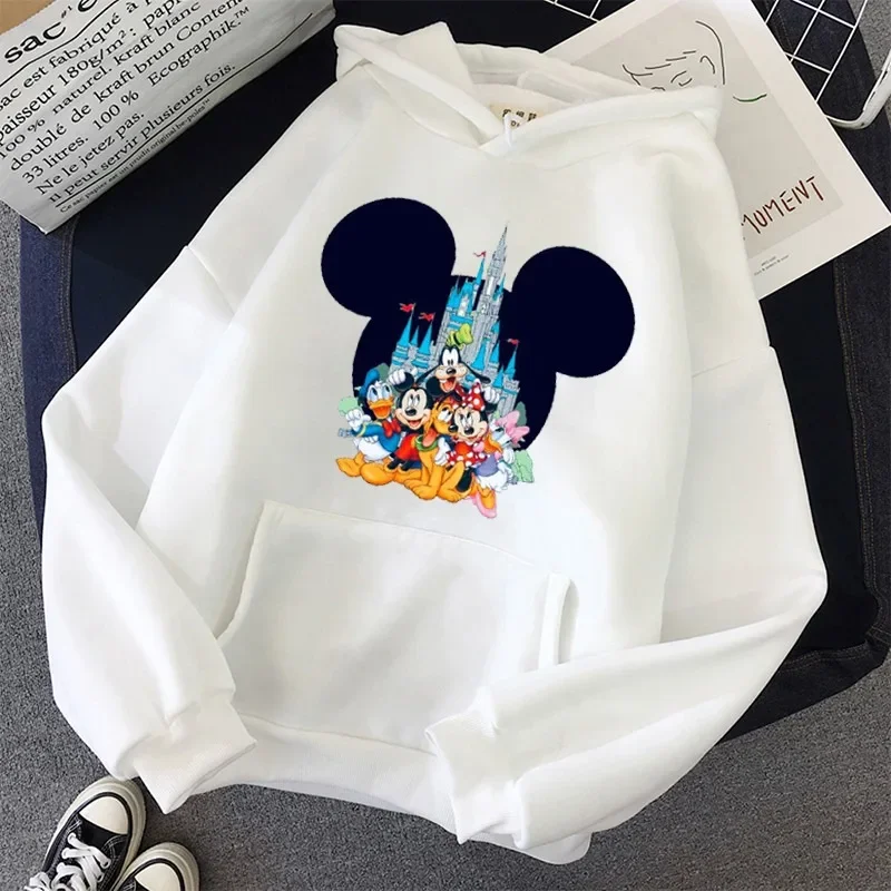 Kawaii Disney Mickey Hoodie Donald Duck Cartoon Printing Women Sweatshirts Fashion Winter Autumn Casual Loose Oversize Hoodies