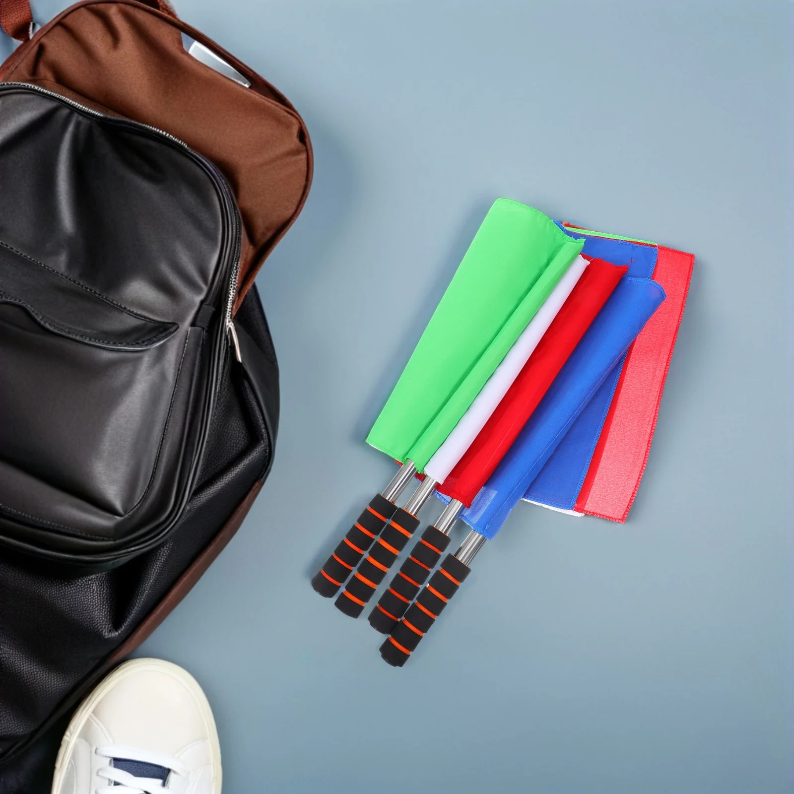 

4Pcs Track Event Referee Flags Sponge Handle Competition Signal Flags Durable Stainless Steel Soccer Volleyball Linesman