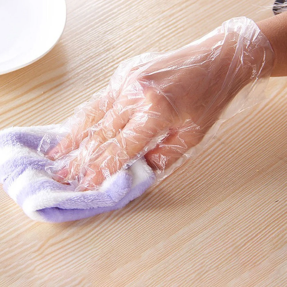 100pcs Multifuctional BBQ Restaurant Transparent Food-grade One Time Using Gloves Household Kitchen Cleaning Gloves Thick