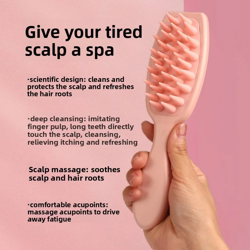 

Силиконовая массажная щетка для кожи головы с длинной ручкой для женщин, нежная расческа для мытья волос для глубокой очистки, идеальный домашний инструмент для ухода за волосами