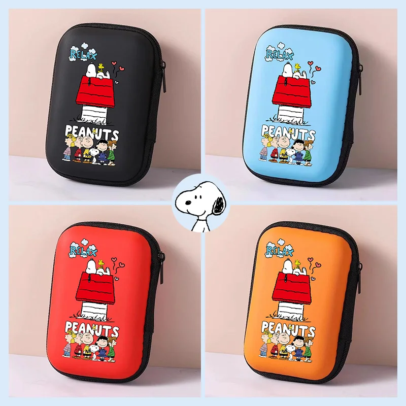 سنوبي الكرتون سماعة حقيبة للتخزين السفر تحمل حقيبة صلبة صندوق لكابل البيانات شاحن سماعات الأذن بطاقة كابل يو اس بي الملحقات هدية