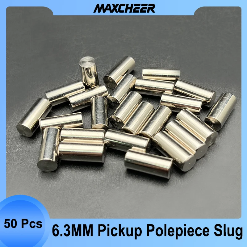 

50Pcs 6.3MM Pickup Polepiece Pole Slug Guitar Pickup Slug Rods 6.3x14.5mm Length 6.3mm Diameter Fingerprint Top