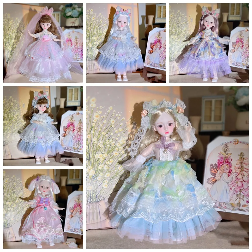 Rabbit Girl 30cm BJD Doll Toy Long Hair Movable Dress Up BJD Dolls Starry Blue Eyes Attractive Eyes
