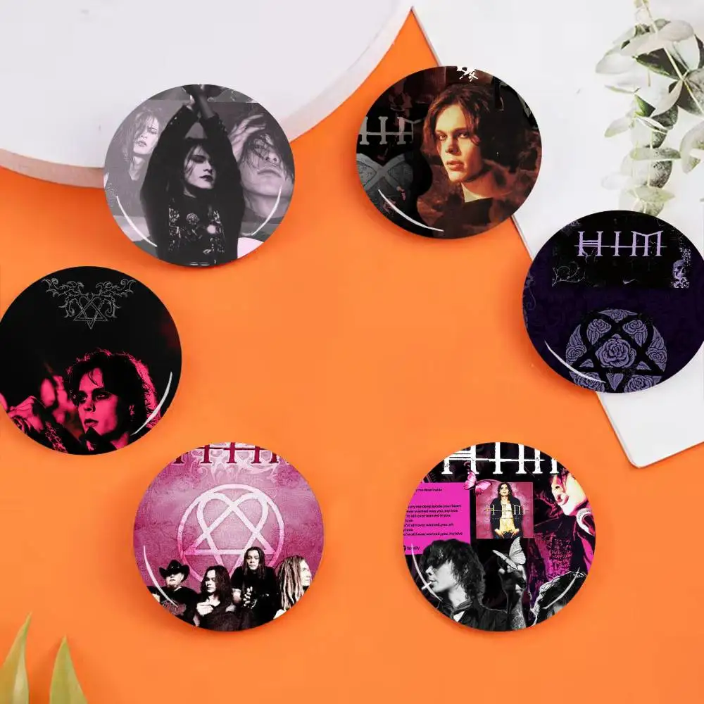 H-HIM Ville Valo Gothic R-Rock Heartagram 25 32 44 58 75mm Circular Buttons Brooches Lapel Clips Trendy Festive Souvenir Present