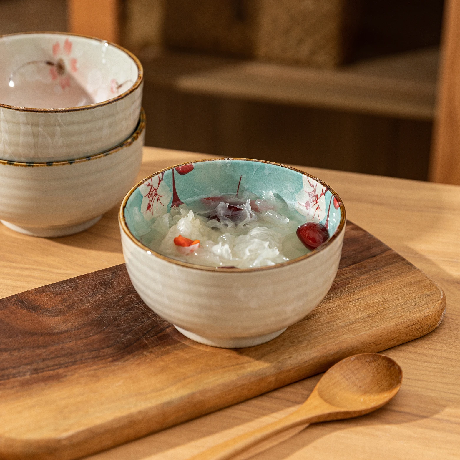 5.1inch Japanese Ceramic Rice Bowl Cherry Blossom Bowl Tableware Retro Small Bowl For Cereal Soup Dessert Snack