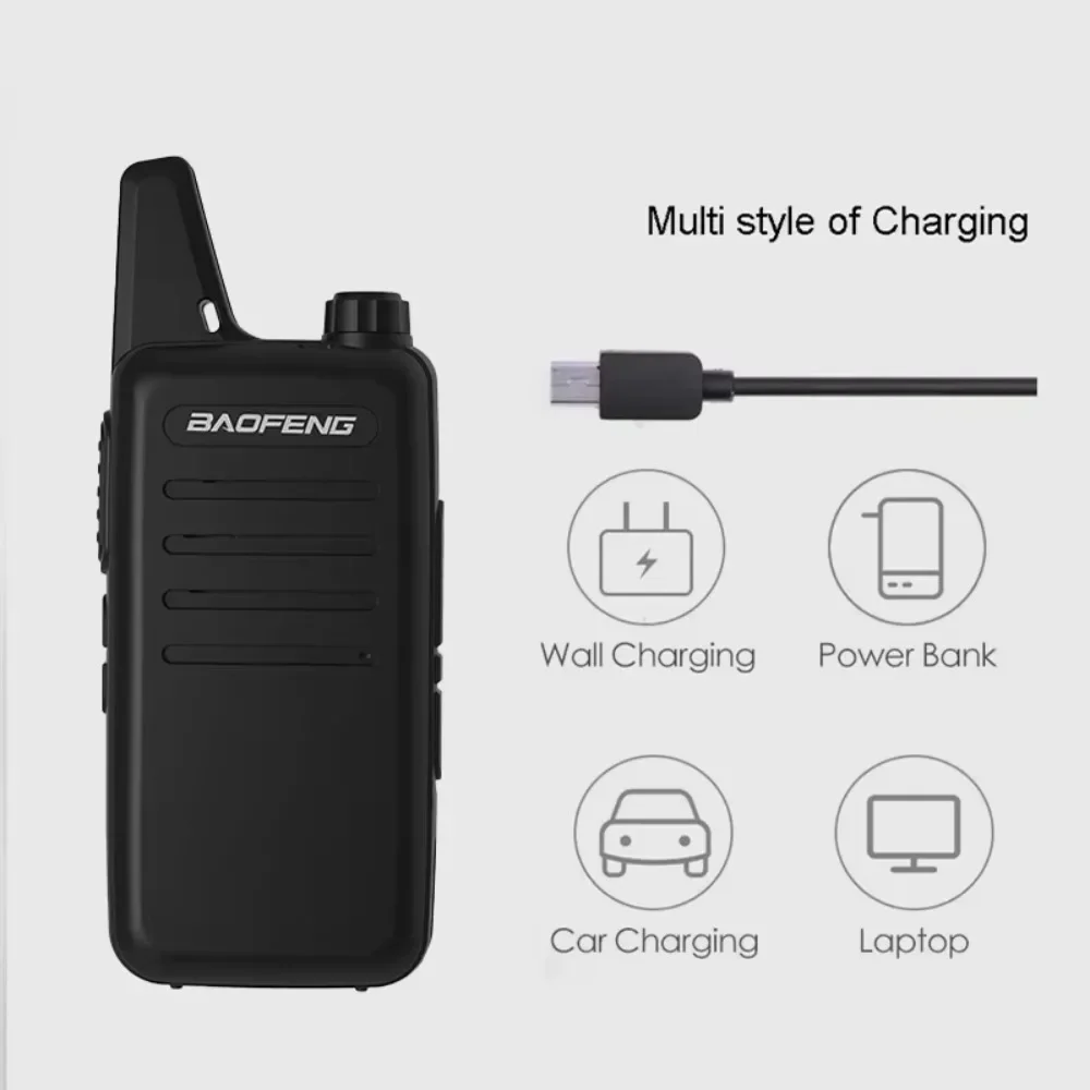 바오펑 2개 세트 VT-C2 FRS/PMR 하이킹 미니 양방향 무전기 2와트 워키토키 크리스마스 선물용