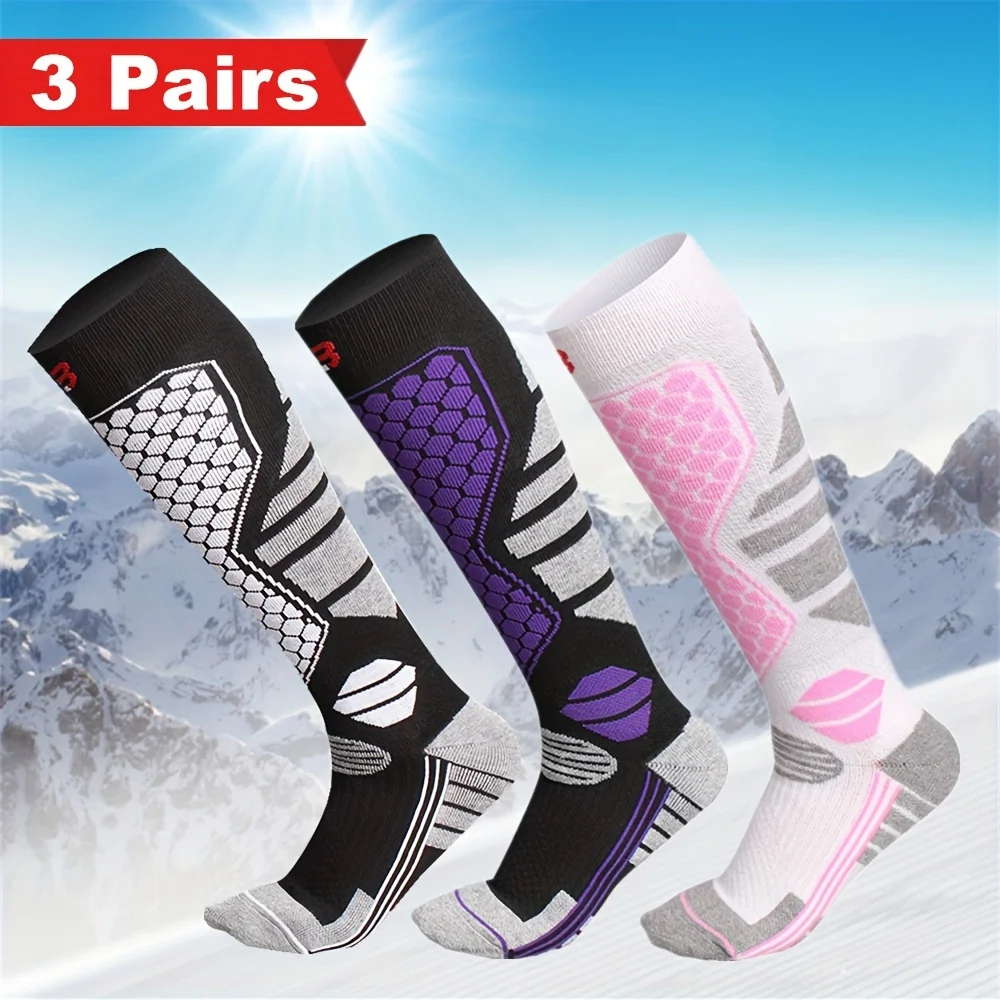 8 جوارب مزدوجة للخريف والشتاء للرجال والنساء سميكة دافئة وقابلة للتنفس للمشي لمسافات طويلة، والتزلج على الجليد، جوارب رياضية خارجية طويلة أنبوبية للتزلج