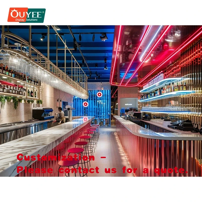 

custom.Customized Cafe Project 3D Design Service Cafe Fixture System Space Saving Floor Display Stand