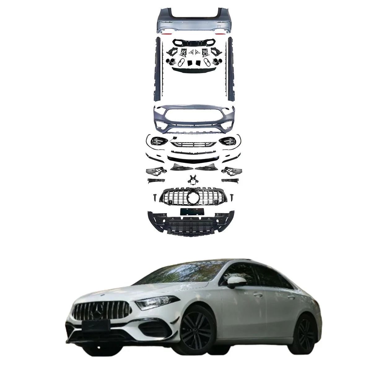 

High Quality Benz W177 Body Kit AMG Style CLA45S Upgrade New Perfect Fit Front Bumper Rear Bumper Side Skirts